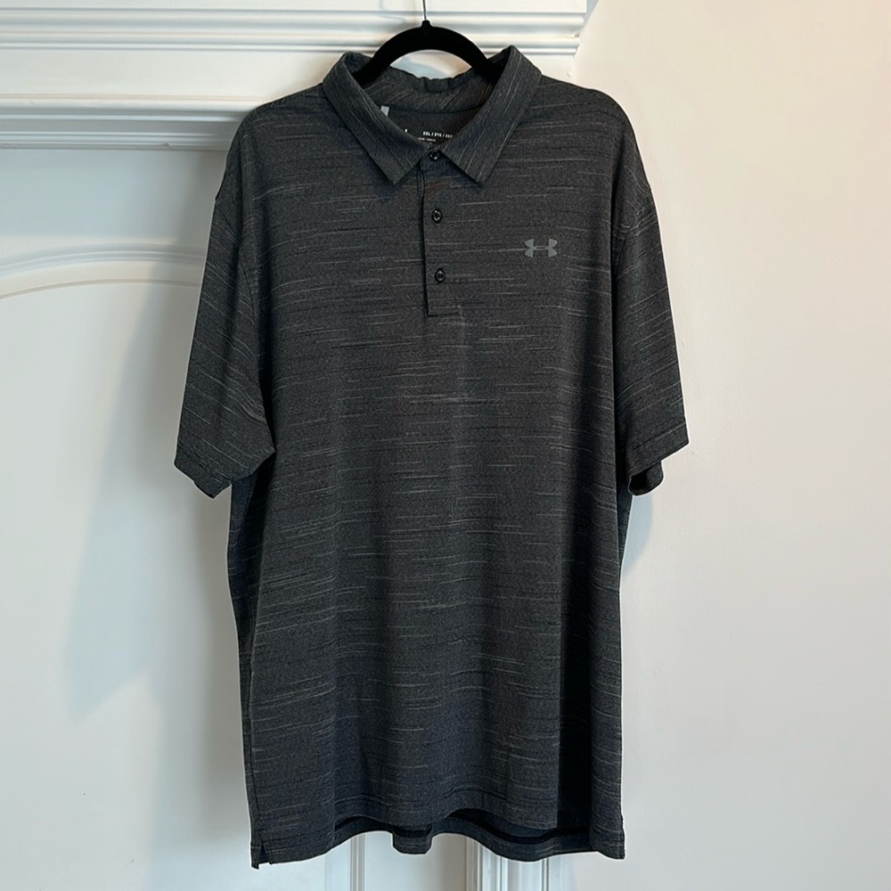Men’s XXL Under Armour Golf Polo Heat Gear dry Loose Gray Charcoal Performance